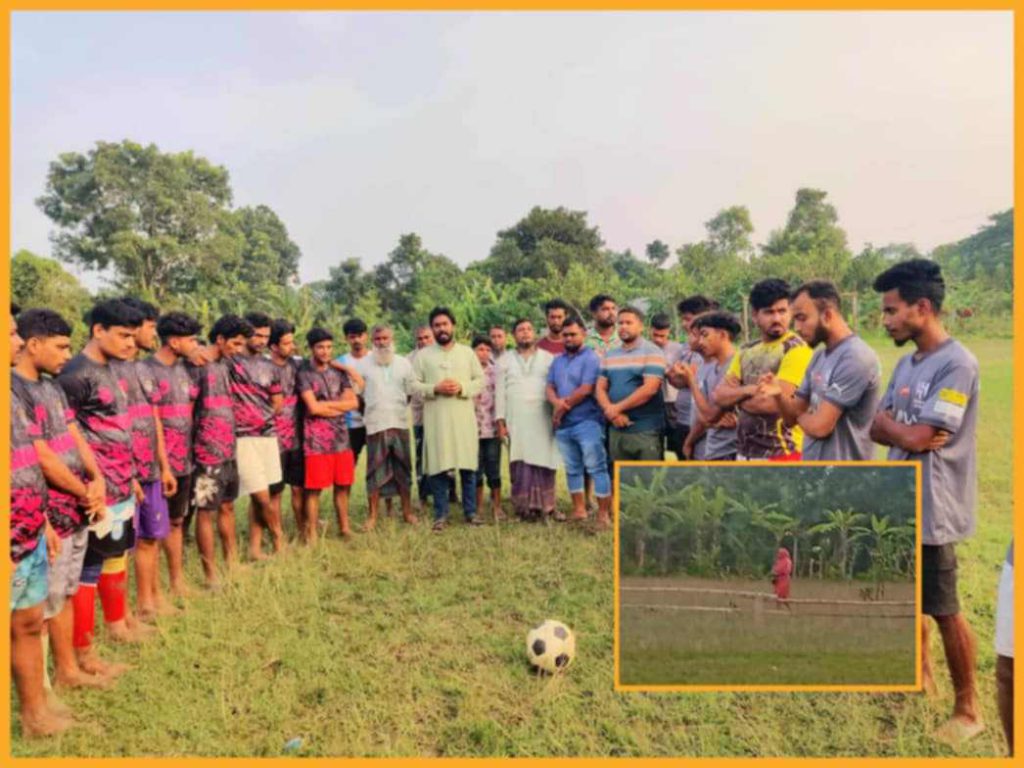 সালথায় ফুটবল খেলার মাঠ বেড়া দিয়ে দখলের অভিযোগ
