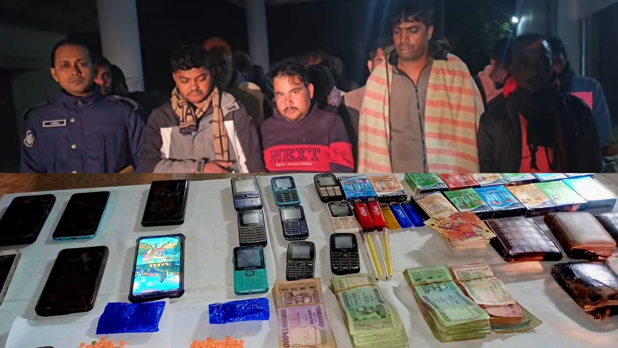 নগরকান্দায় যৌথবাহিনীর অভিযান, জুয়া-মাদক ব্যবসায়ীসহ ১৬ জন আটক