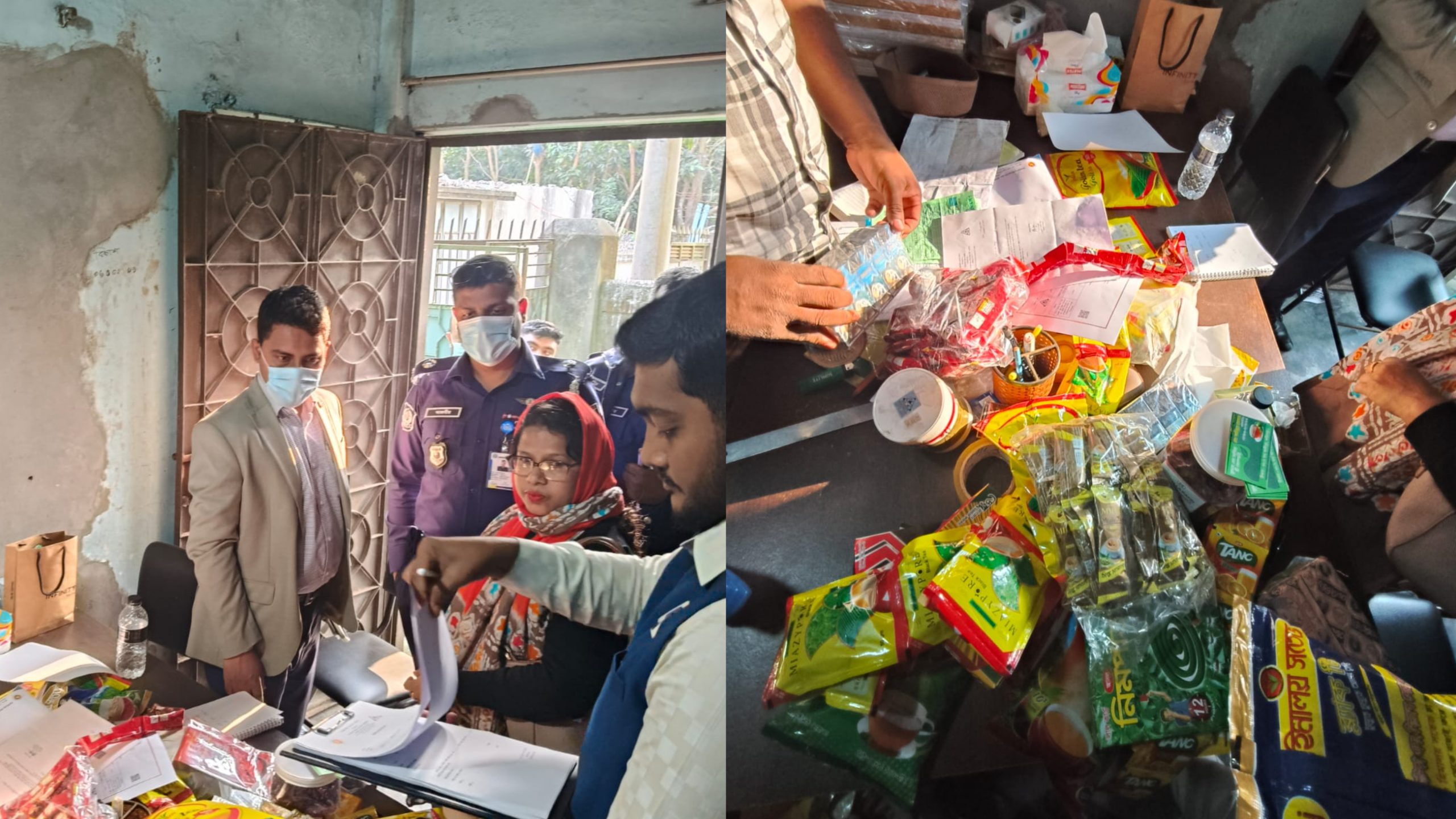 ফরিদপুরে নকল পণ্যের কারখানায় পুলিশের অভিযান, বিপুল পরিমাণ ভেজাল সামগ্রী জব্দ