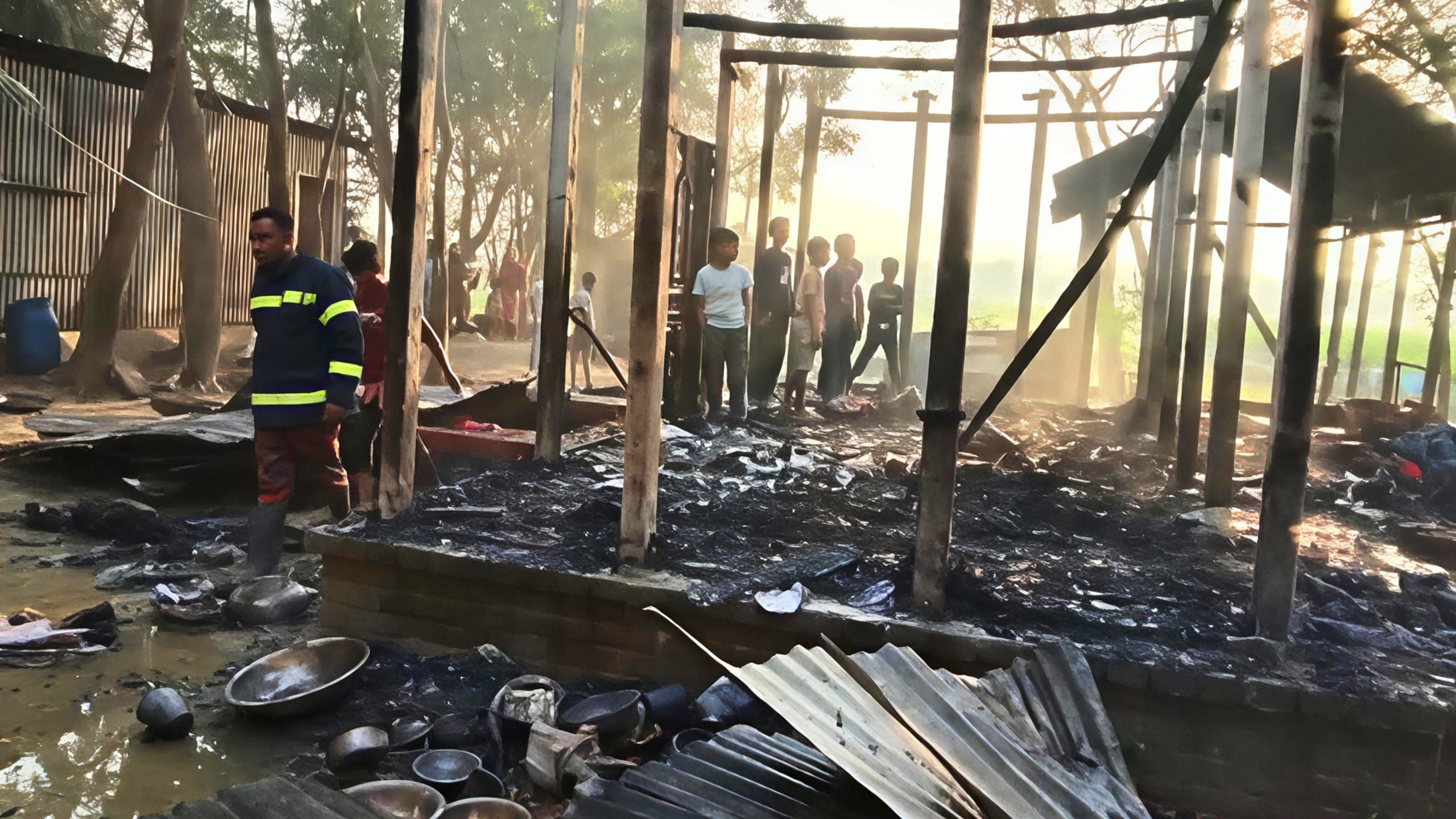 সদরপুরে অগ্নিকাণ্ডে বসতঘর পুড়ে ছাই, খোলা আকাশের নিচে একটি পরিবার