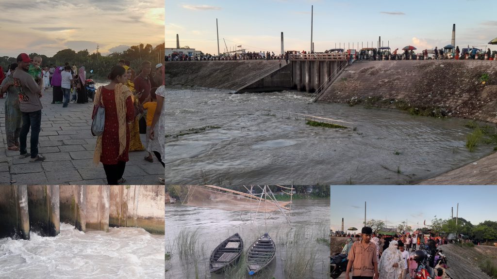 ফরিদপুরে পদ্মার গর্জনে মুখর মদনখালী স্লুইসগেট, নিরাপত্তাহীনতায় শঙ্কিত দর্শনার্থীরা