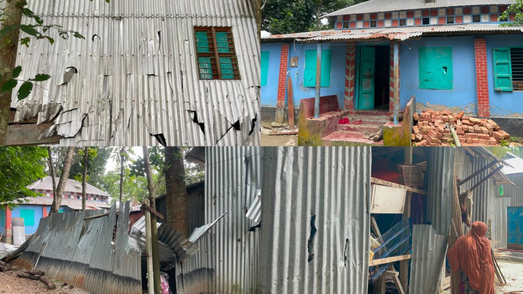 সালথায় ছাত্রদল নেতার নেতৃত্বে ১২ বসতঘরে হামলা-ভাঙচুর ও অগ্নিসংযোগের অভিযোগ